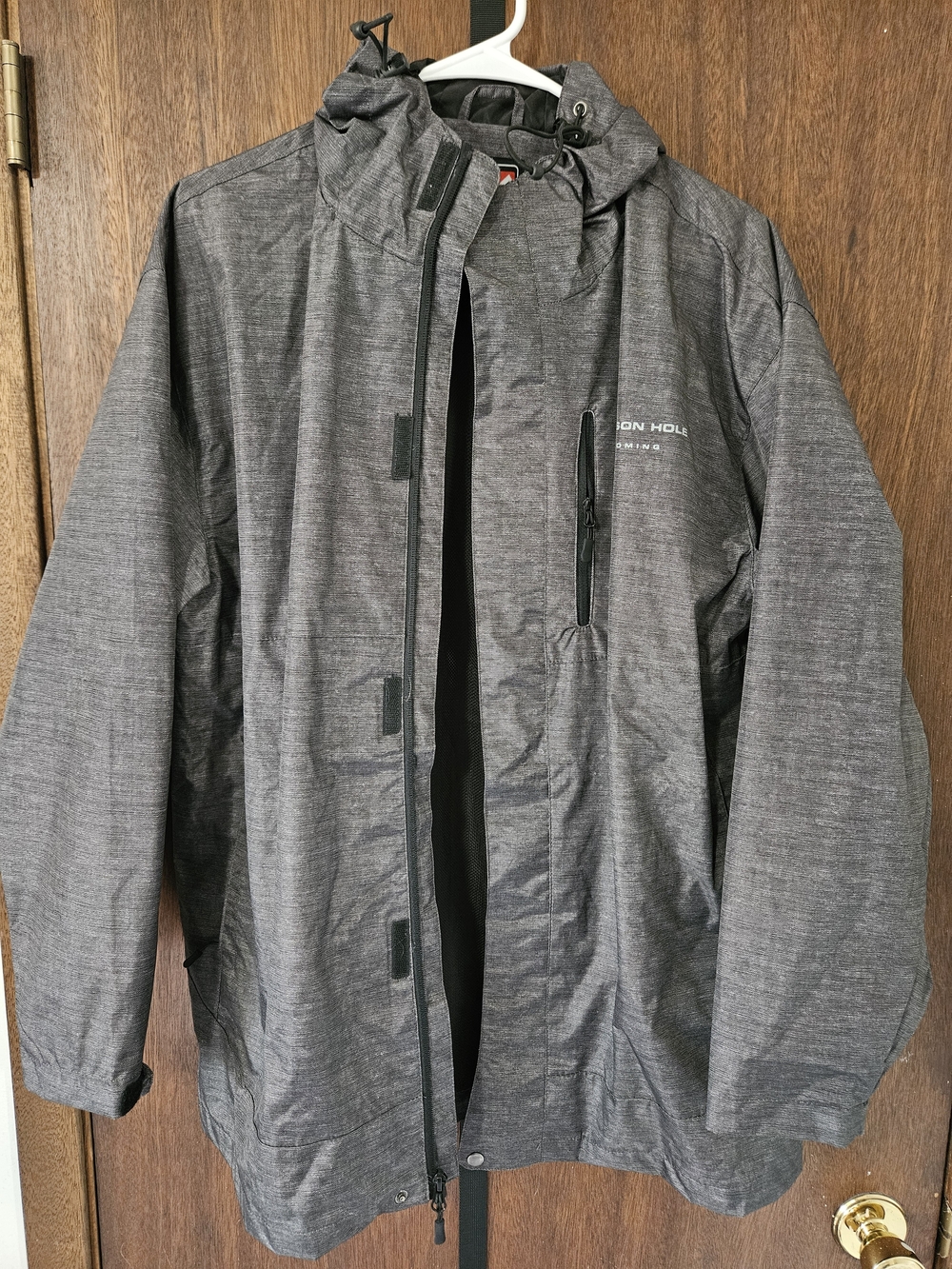 Outfitter Trading Co. Jackson Hole Wyoming Gray Rain Jacket Men's Size M